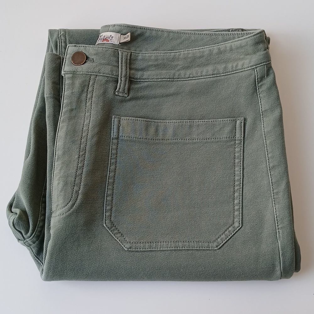 Faherty Patch Pocket Pants Olive Green Women's 30 - image 7
